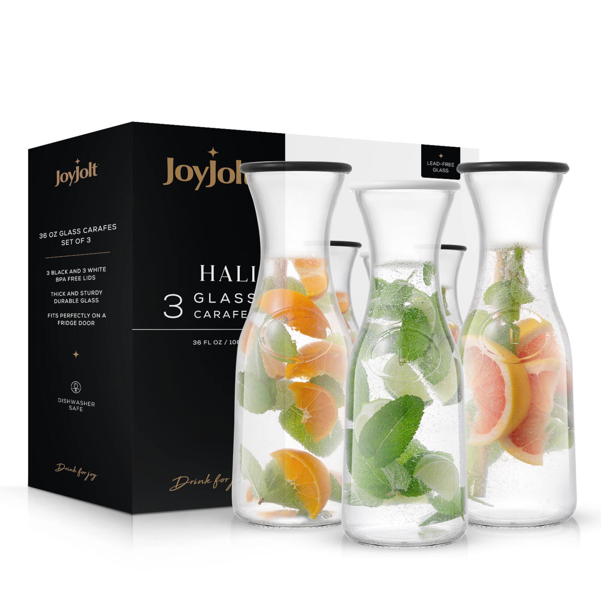 JoyJolt® 35oz. Hali Glass Carafe Bottle Pitchers Set